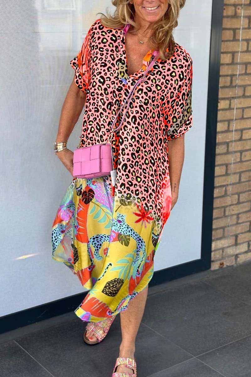 Felicia™ - Robe de loisirs avec motif léopard et manches courtes