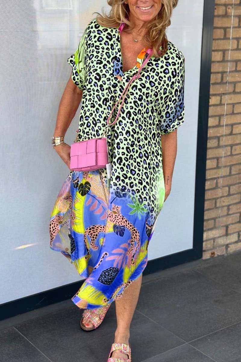 Felicia™ - Robe de loisirs avec motif léopard et manches courtes