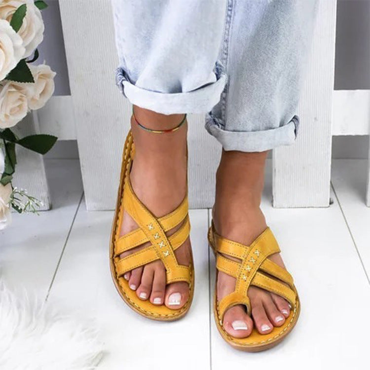 Sandales Ouvertes À Brides Croisées Avec Design À Enfiler Pour Femmes | Idéal Pour L’été