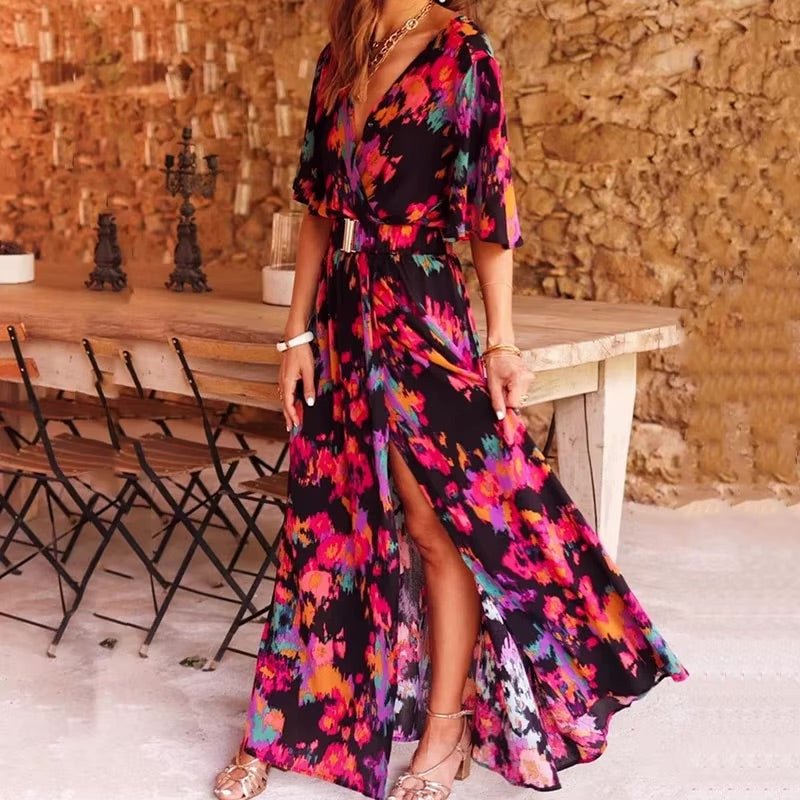 Juliette | Robe Maxi Croisée à Col V pour Femmes