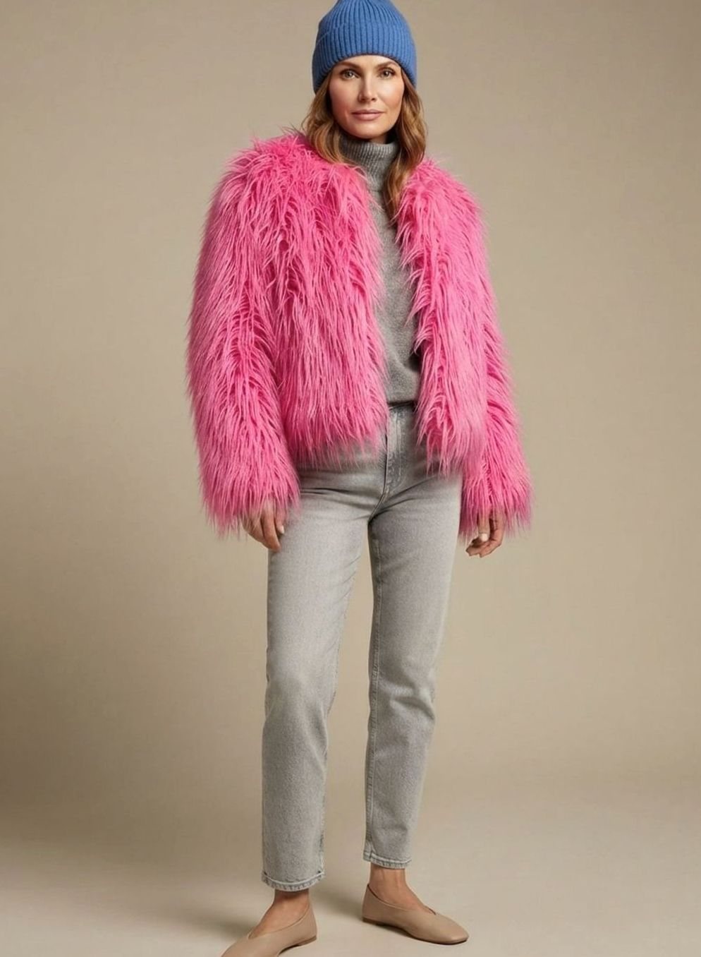 Mia | Manteau en fausse fourrure pour femmes Veste courte douillette Manteau d'hiver