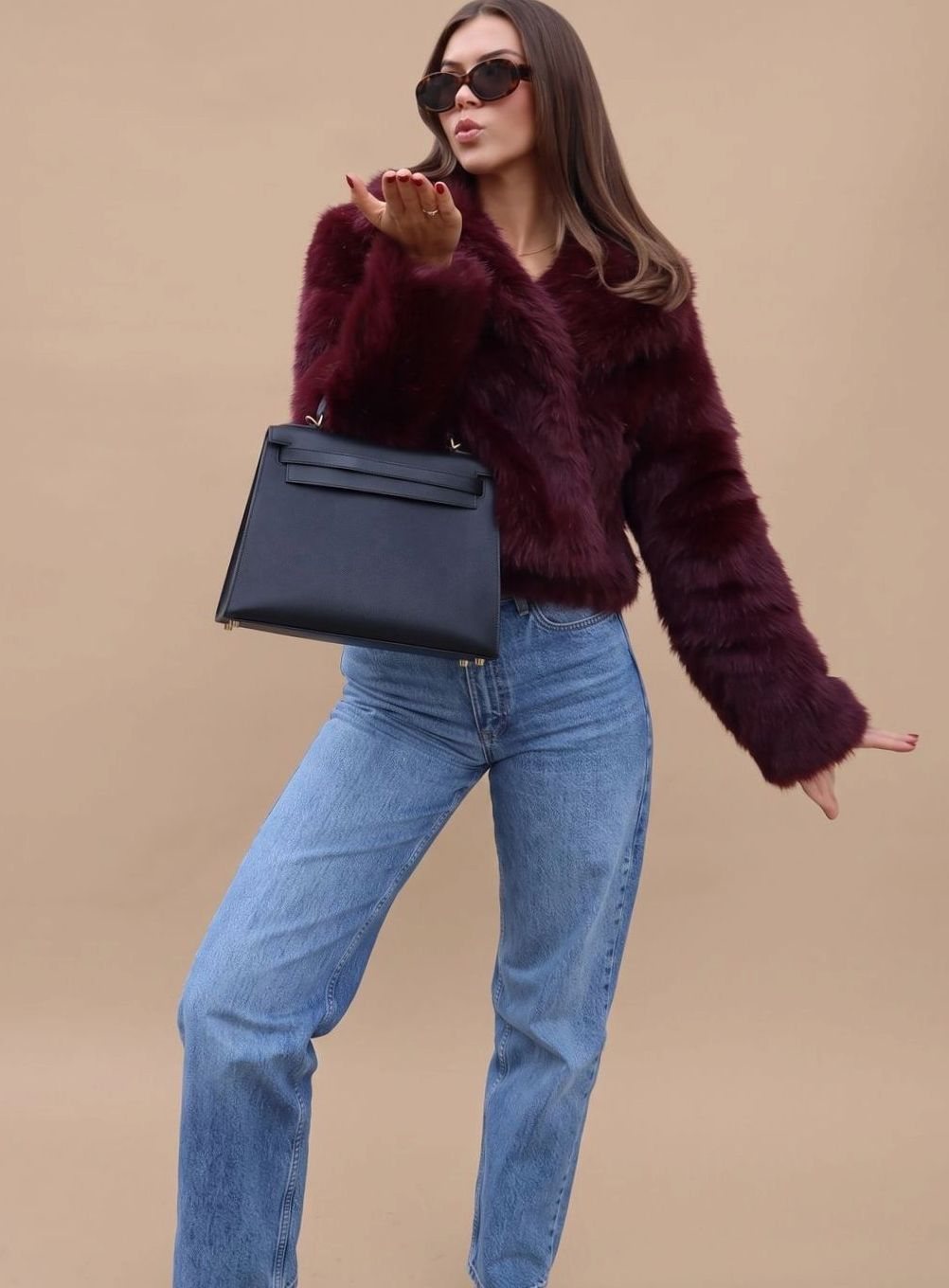 Elisabeth | Manteau en fausse fourrure pour femmes, court, cintré, doux, manteau d'hiver chaud