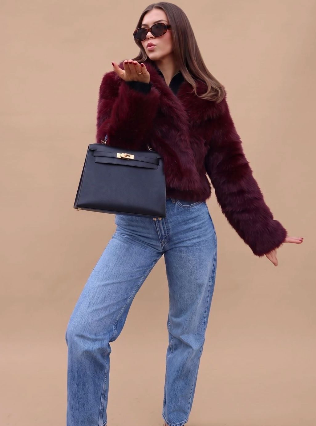 Elisabeth | Manteau en fausse fourrure pour femmes, court, cintré, doux, manteau d'hiver chaud