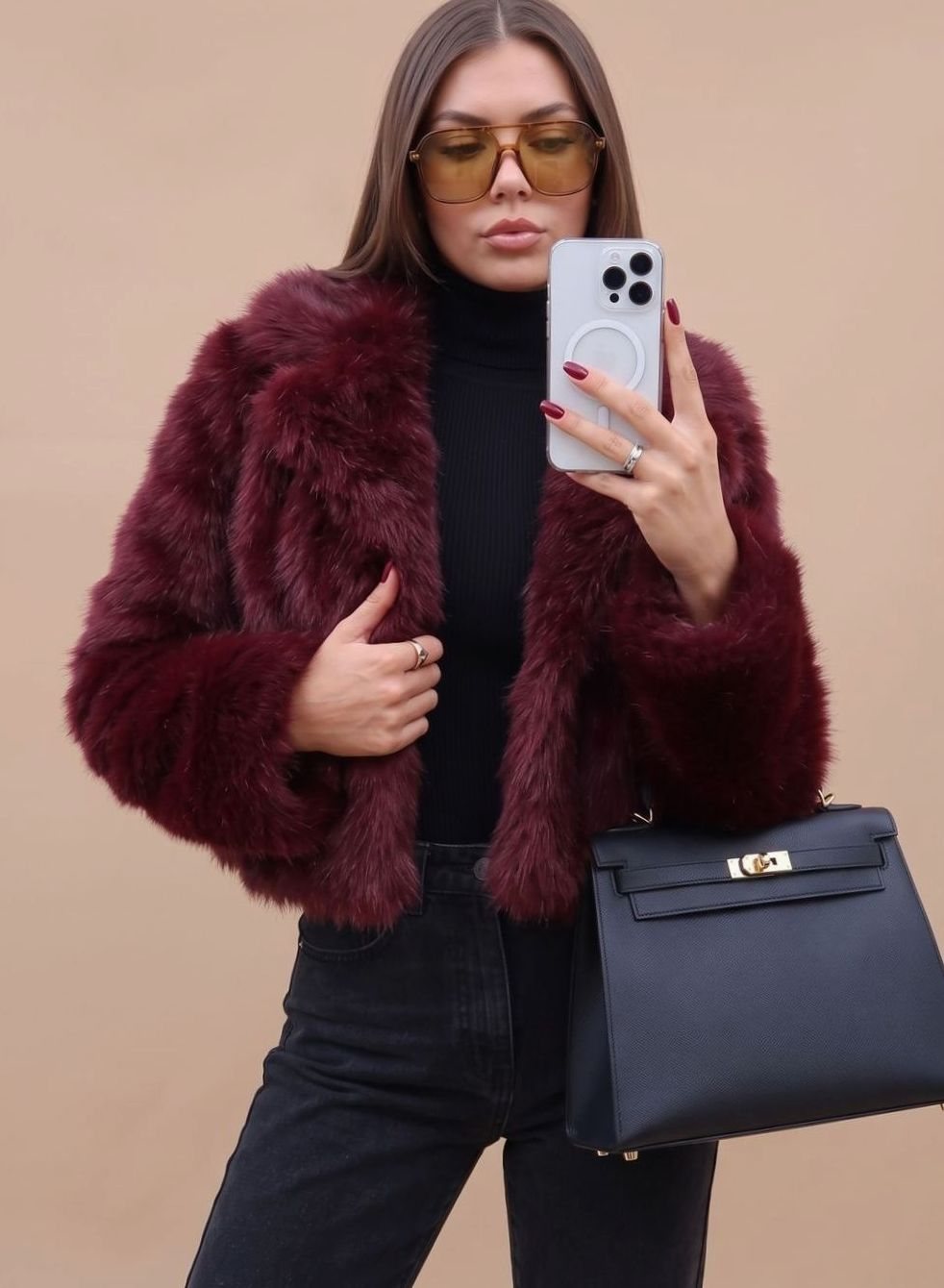 Elisabeth | Manteau en fausse fourrure pour femmes, court, cintré, doux, manteau d'hiver chaud