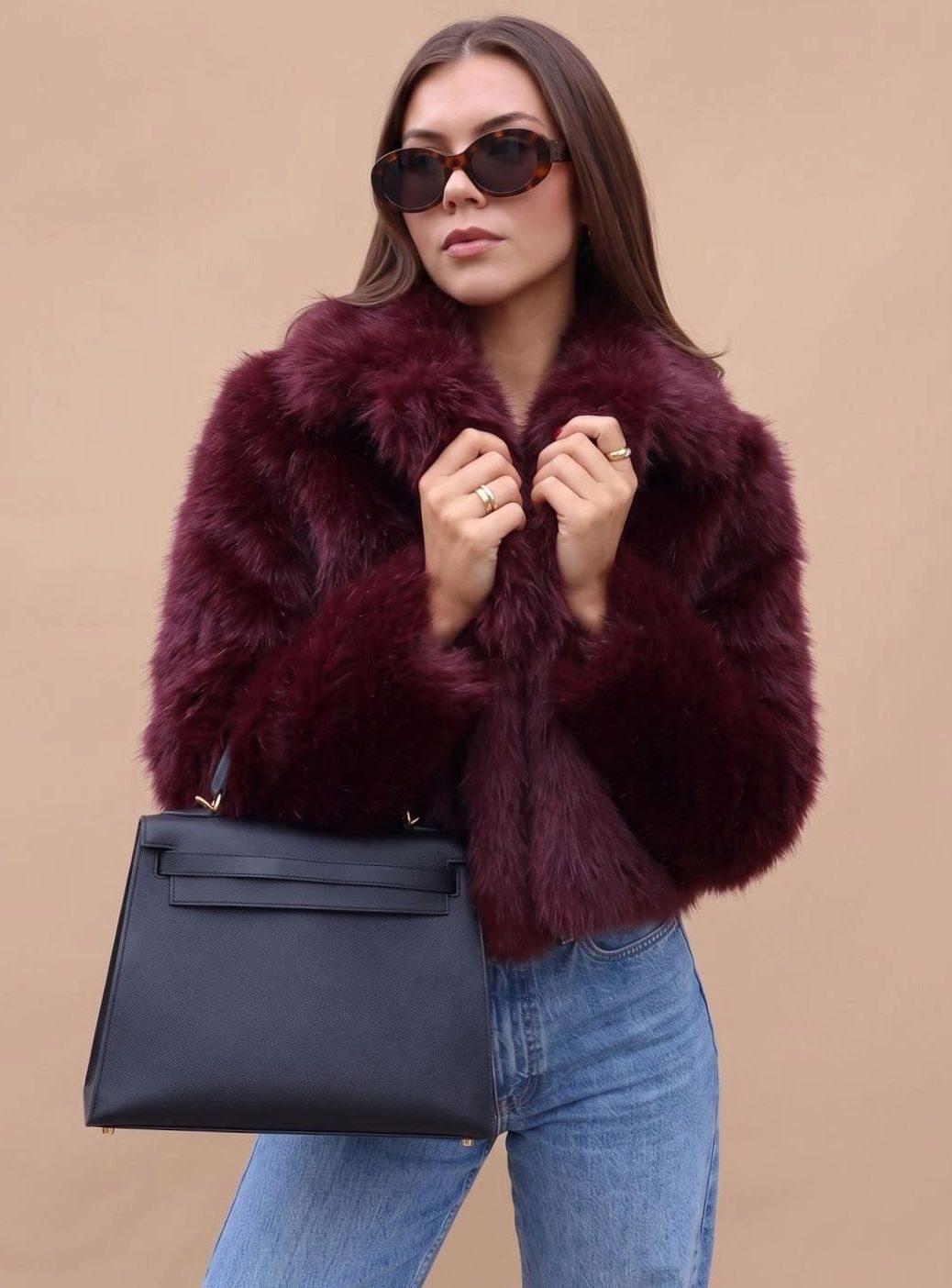 Elisabeth | Manteau en fausse fourrure pour femmes, court, cintré, doux, manteau d'hiver chaud