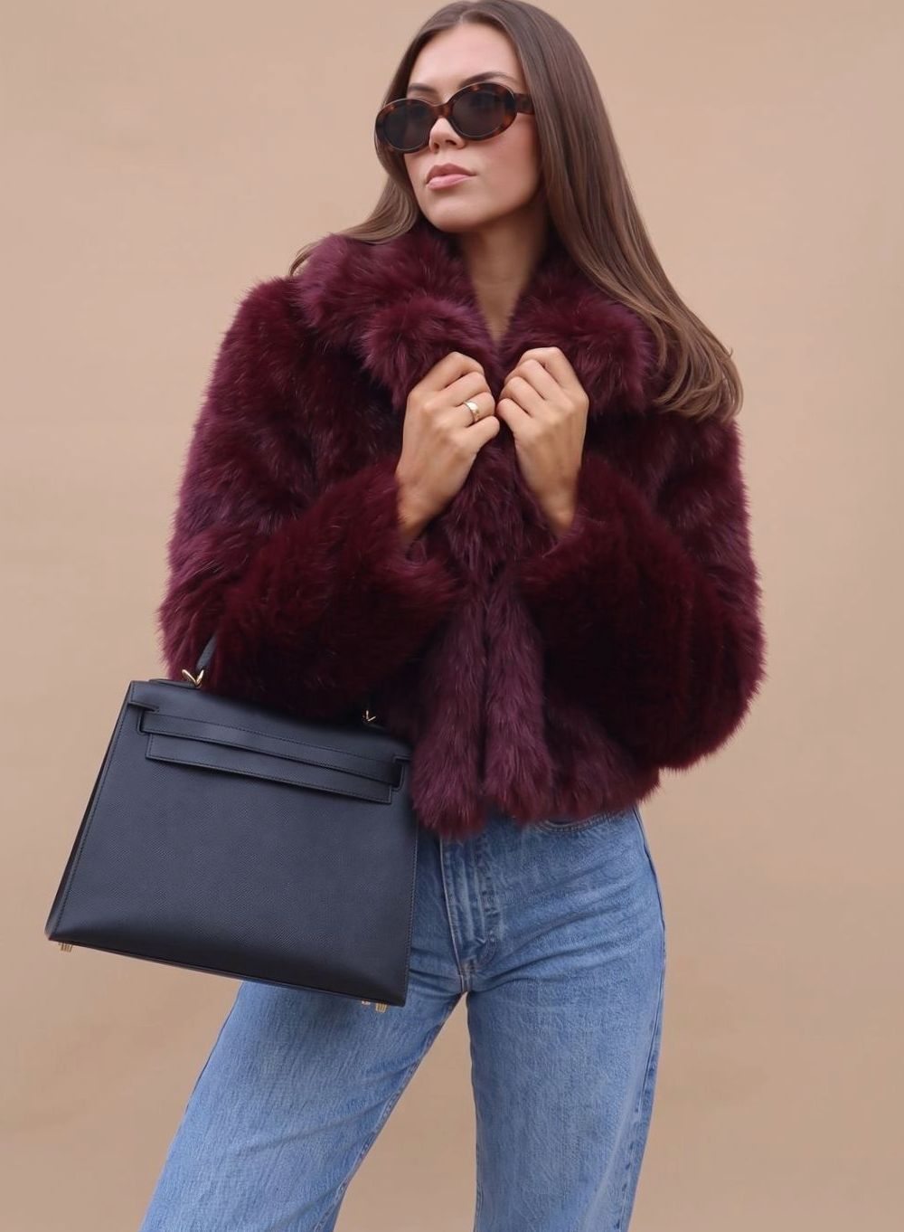 Elisabeth | Manteau en fausse fourrure pour femmes, court, cintré, doux, manteau d'hiver chaud