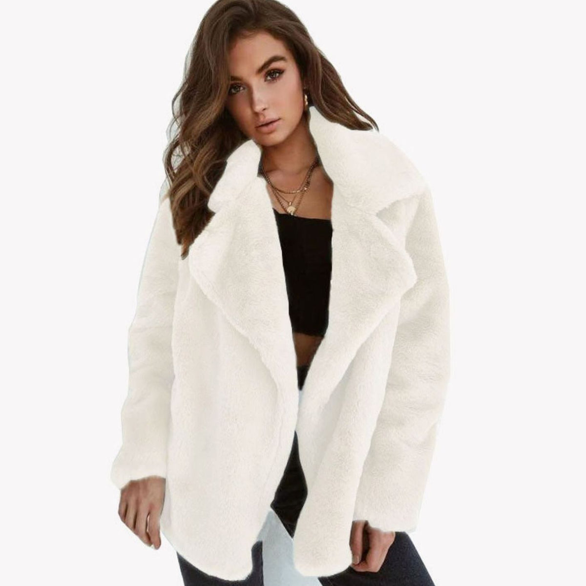 Emilia | Manteau en fausse fourrure pour femmes, coupe oversize décontractée, manteau court en peluche