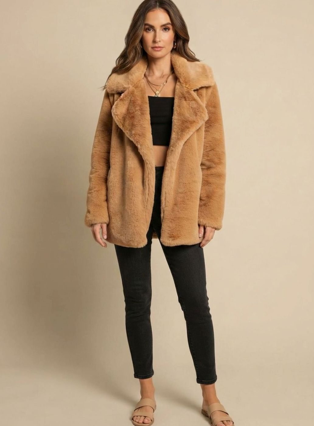 Emilia | Manteau en fausse fourrure pour femmes, coupe oversize décontractée, manteau court en peluche