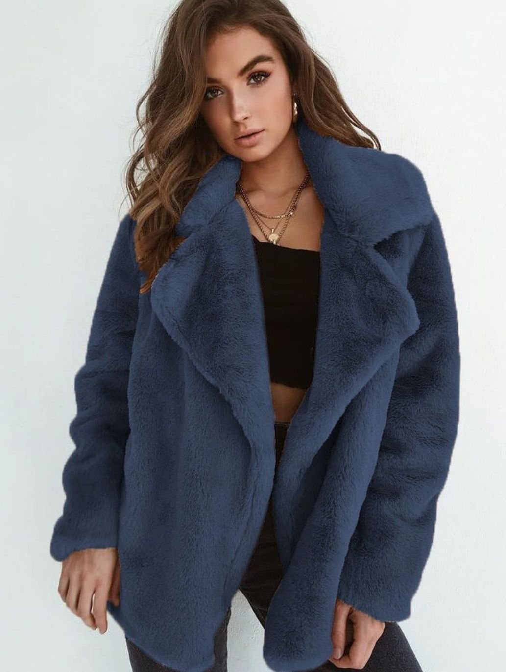Emilia | Manteau en fausse fourrure pour femmes, coupe oversize décontractée, manteau court en peluche