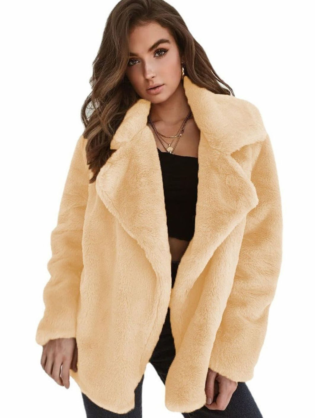 Emilia | Manteau en fausse fourrure pour femmes, coupe oversize décontractée, manteau court en peluche