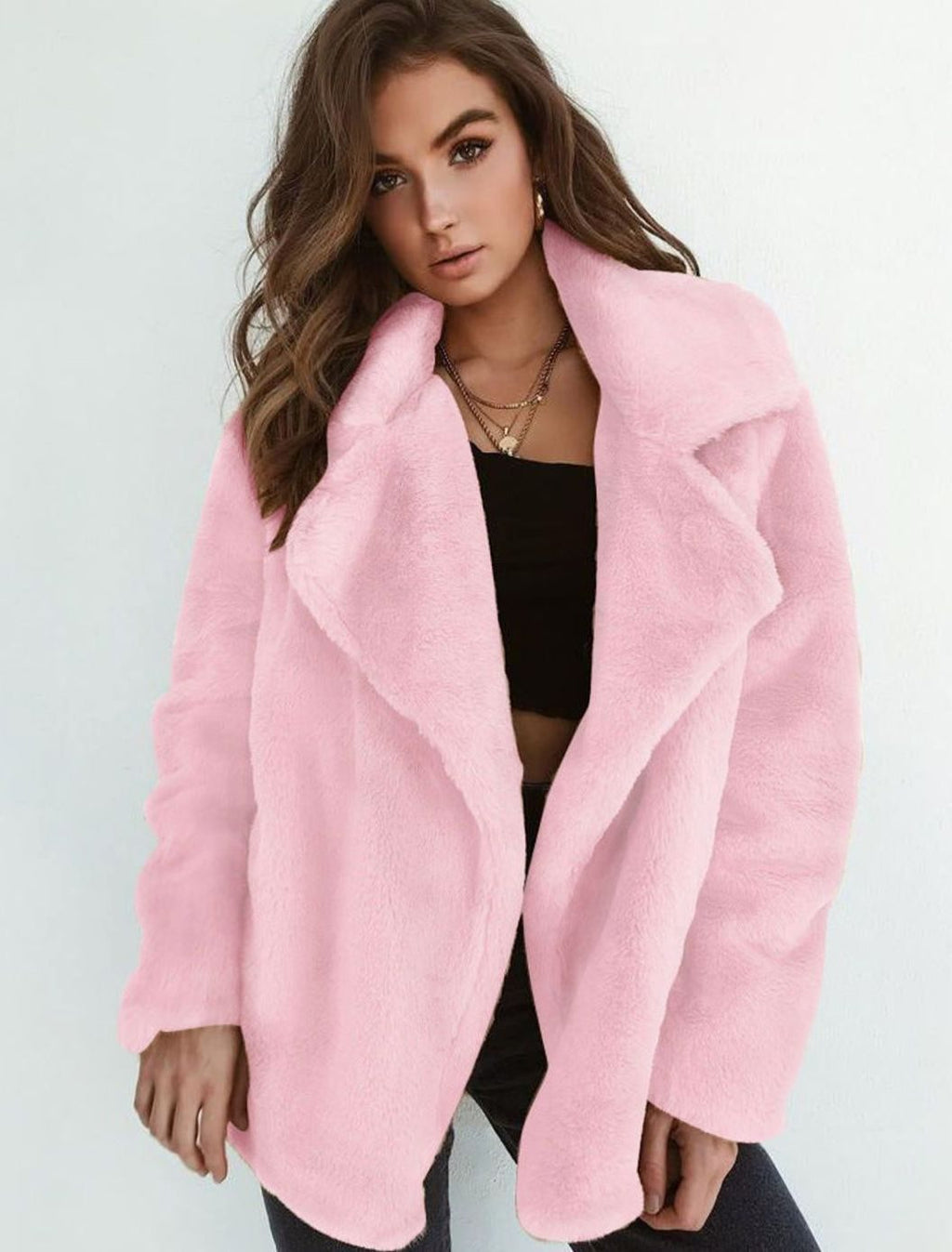 Emilia | Manteau en fausse fourrure pour femmes, coupe oversize décontractée, manteau court en peluche