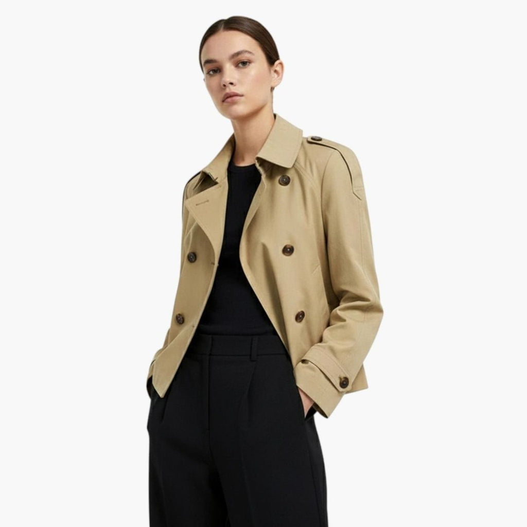 Mia | Trench-coat court femme à double boutonnage et col montant