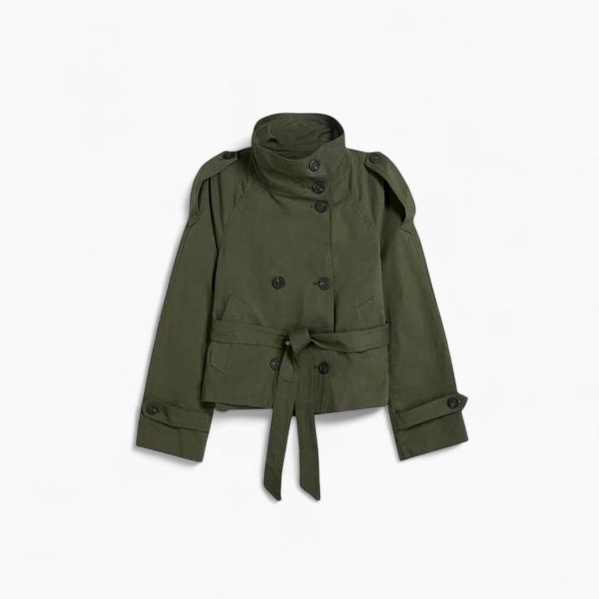 Mia | Trench-coat court femme à double boutonnage et col montant