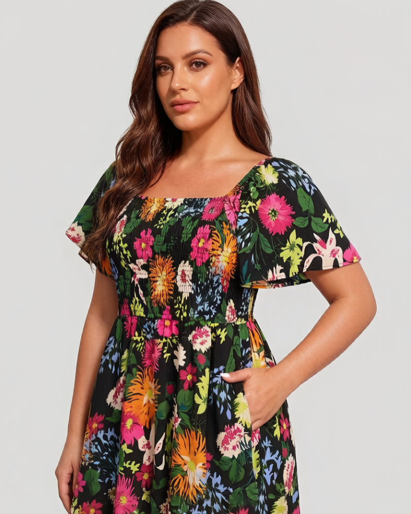 Cariella | Robe Midi Féminine avec Manches Flottantes