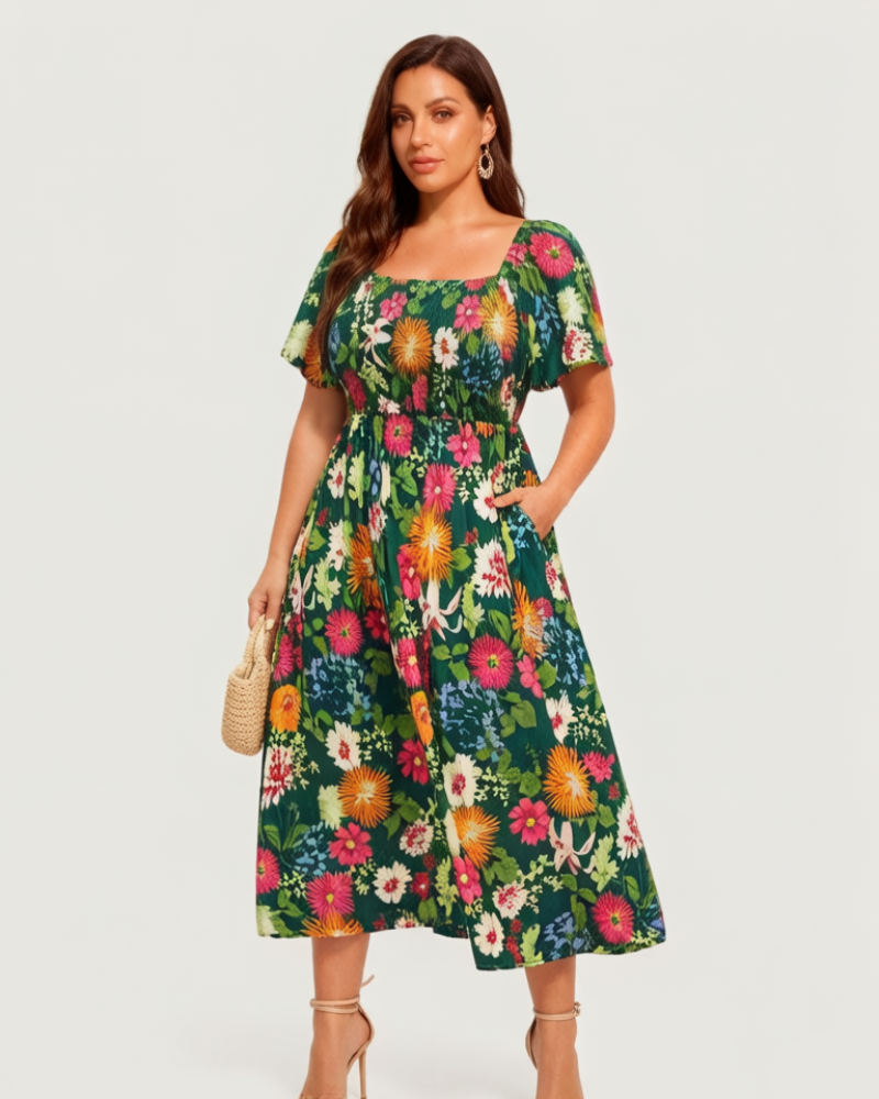 Cariella | Robe Midi Féminine avec Manches Flottantes