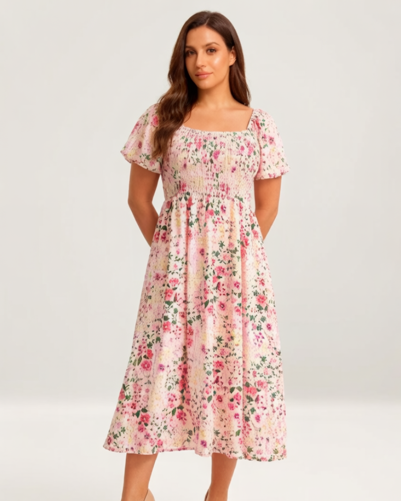 Cariella | Robe Midi Féminine avec Manches Flottantes