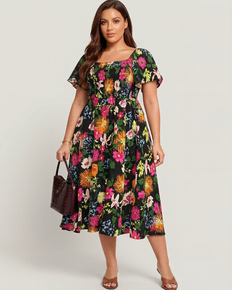 Cariella | Robe Midi Féminine avec Manches Flottantes