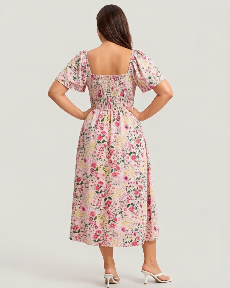 Cariella | Robe Midi Féminine avec Manches Flottantes