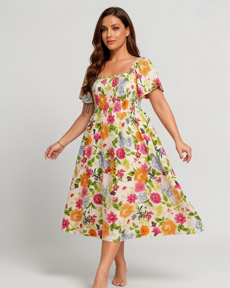 Cariella | Robe Midi Féminine avec Manches Flottantes