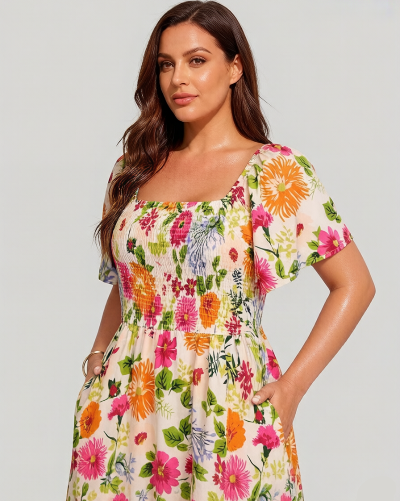 Cariella | Robe Midi Féminine avec Manches Flottantes