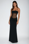 Robe Maxi Bodycon avec Panneau en Dentelle et Bretelles Ajustables
