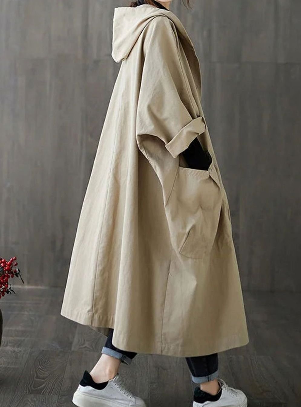 Clara | Manteau long à capuche pour femmes déperlant Trenchcoat oversize