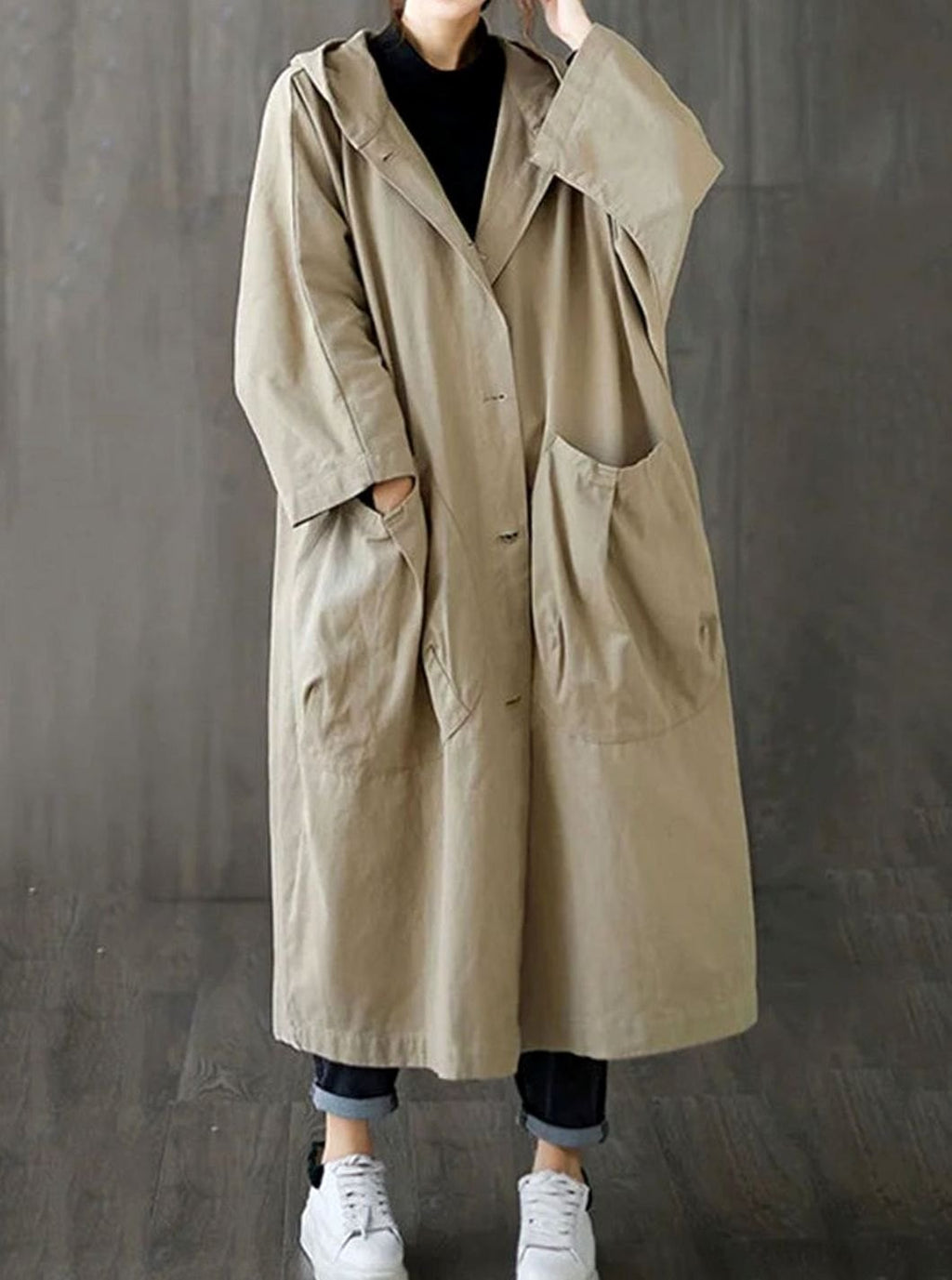 Clara | Manteau long à capuche pour femmes déperlant Trenchcoat oversize