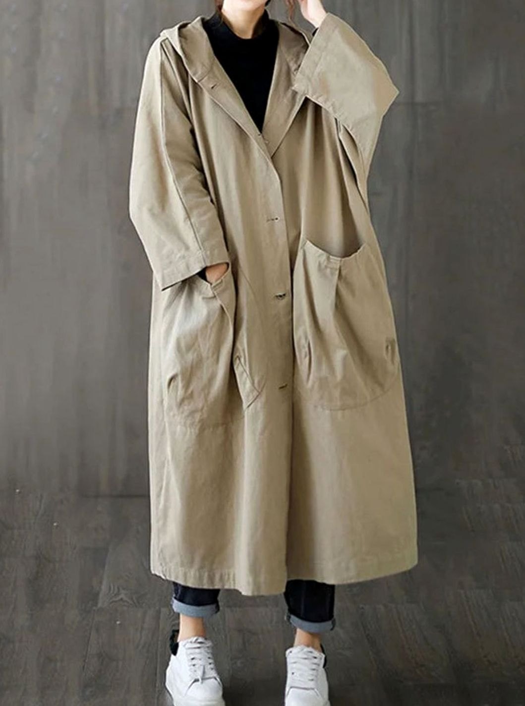 Clara | Manteau long à capuche pour femmes déperlant Trenchcoat oversize
