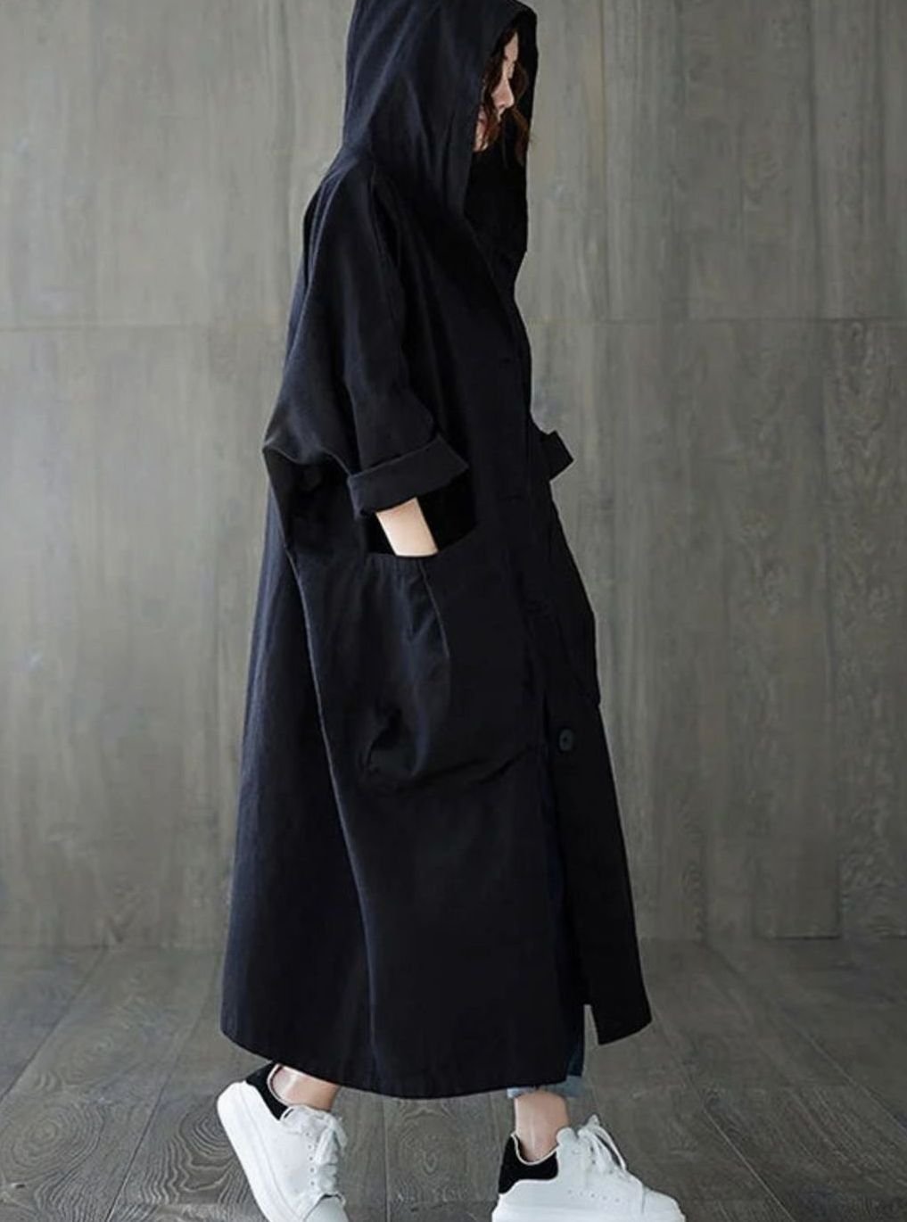 Clara | Manteau long à capuche pour femmes déperlant Trenchcoat oversize