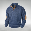 Tricot à Col Zippé Heren avec Patches aux Coudes - Pull en Maille