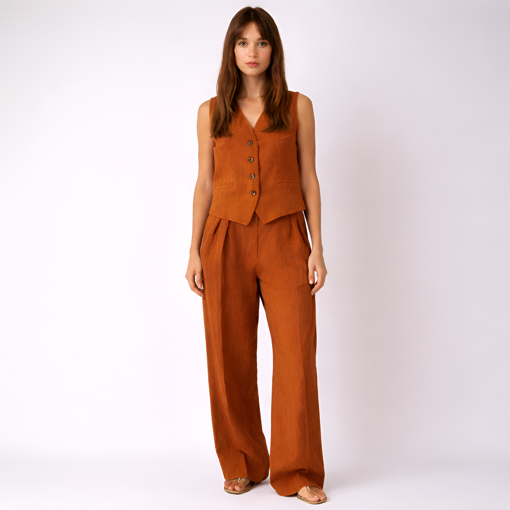 Thalia - Ensemble deux pièces pour femme style lin