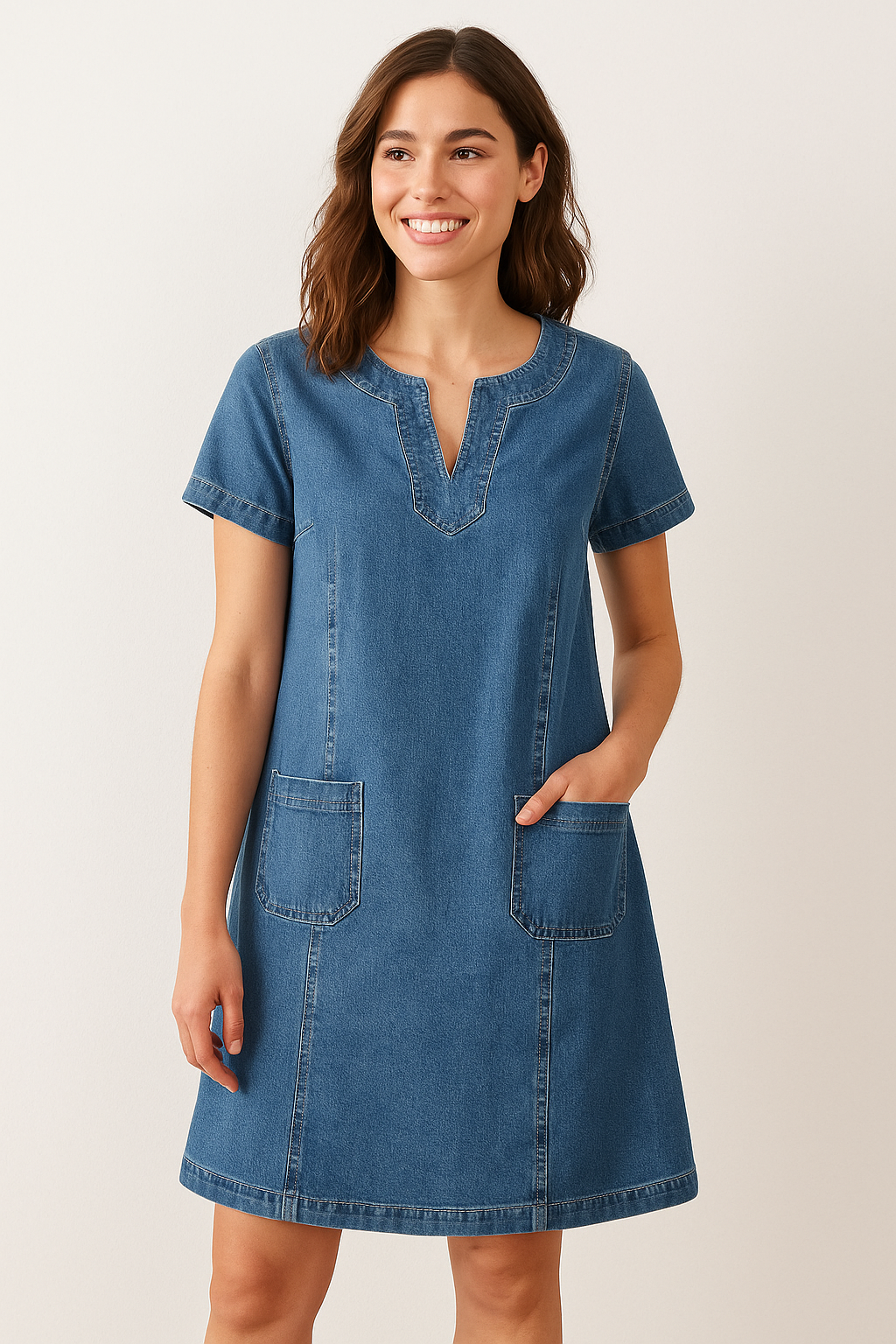 Sofia | Robe femme avec décolleté en V et poches