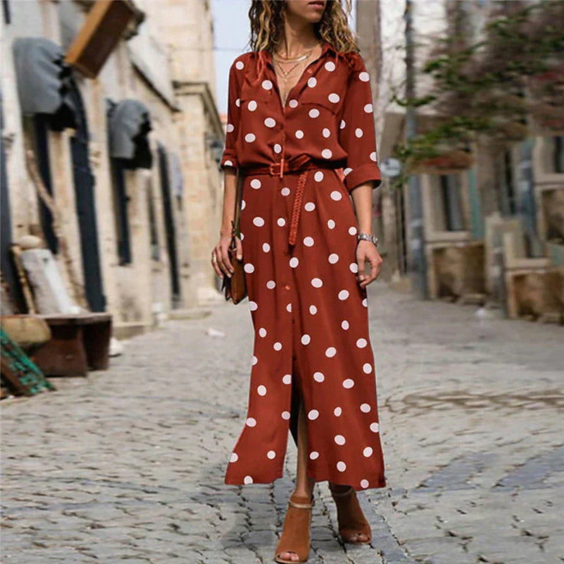 Robe Chemise Femme | Maxi à Pois