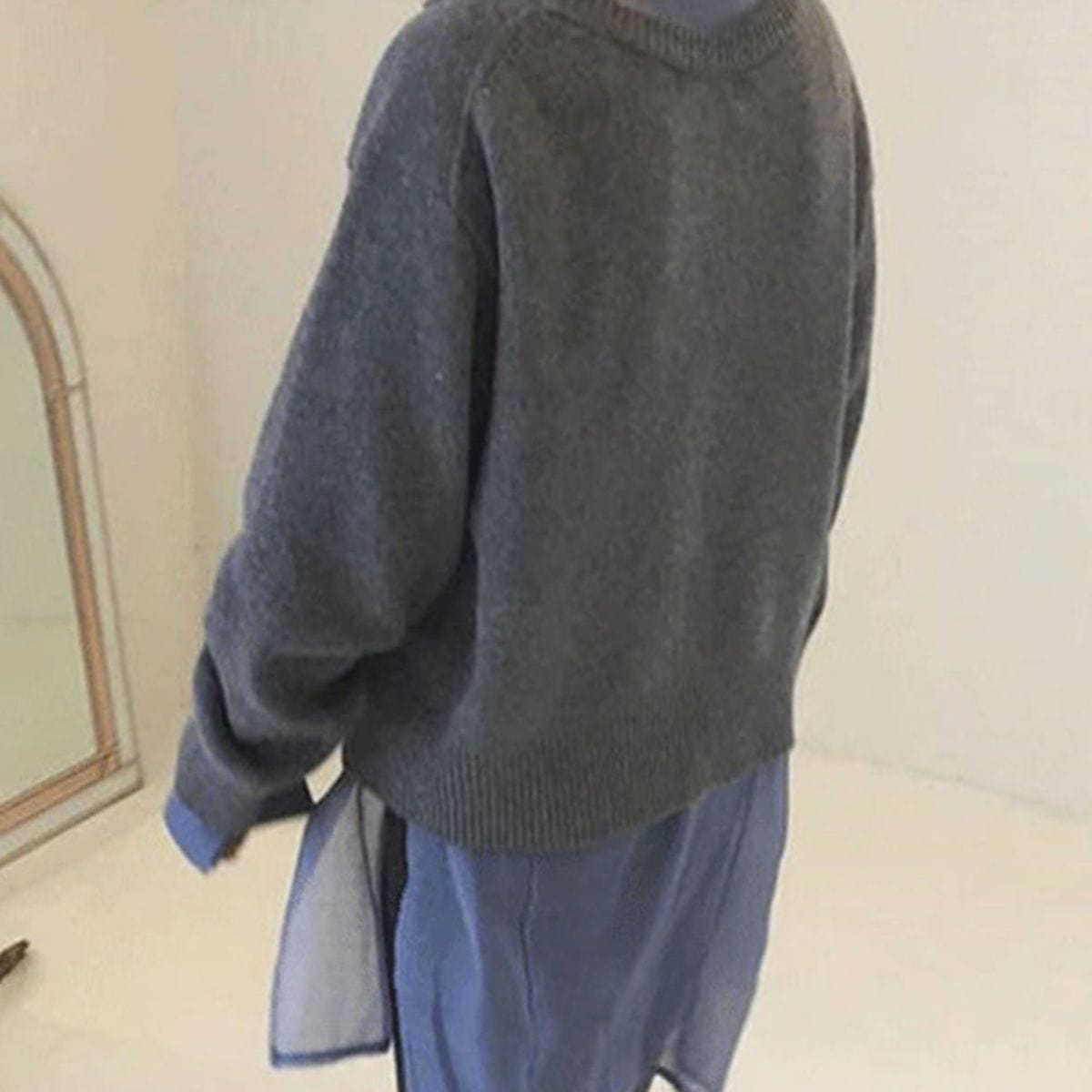 Cardigan Dames Oversized Tricoté avec Fermeture à Boutons Asymétrique