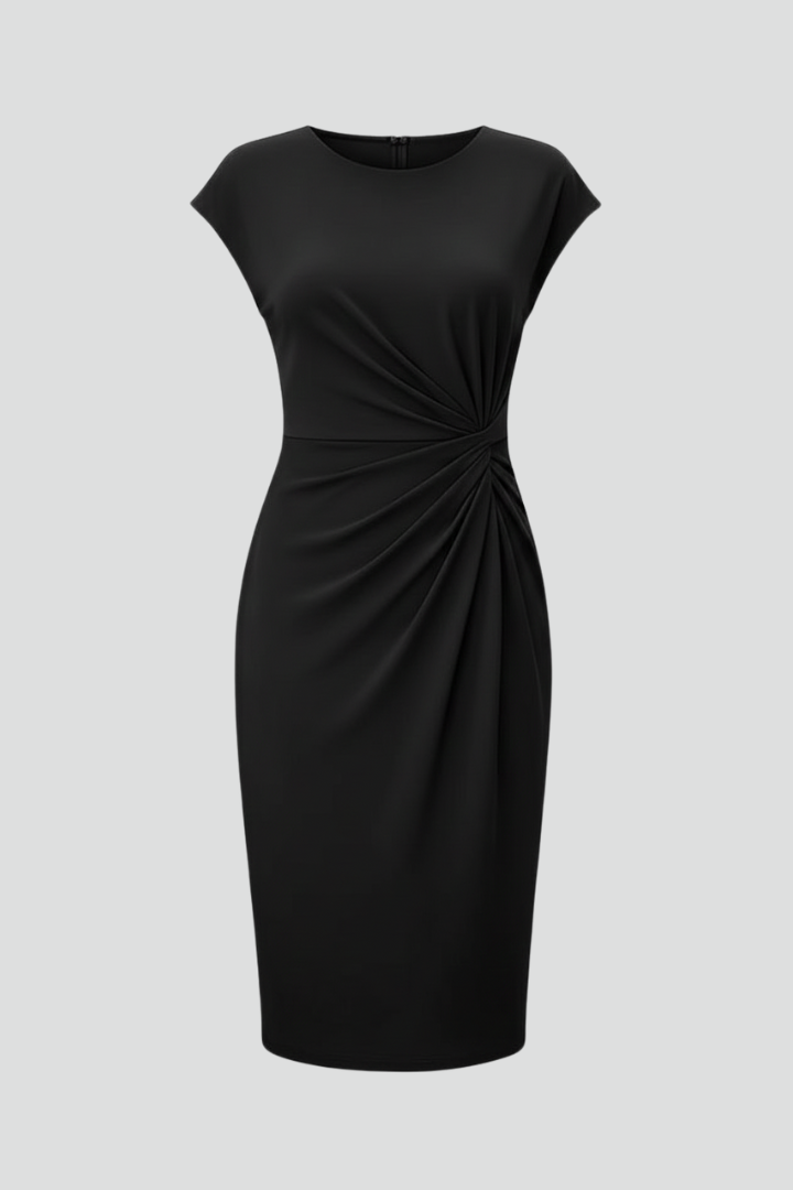 Robe Midi Femme | Manches Courtes Rondes