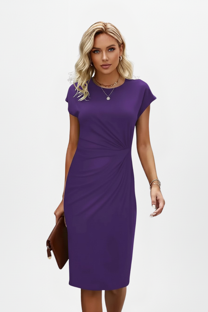 Robe Midi Femme | Manches Courtes Rondes