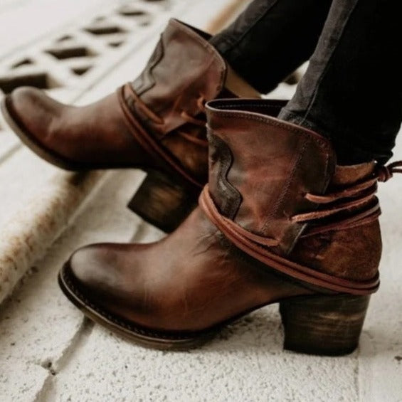 Harlow | Bottines Western pour Femme à Talon Bloc et Lacets