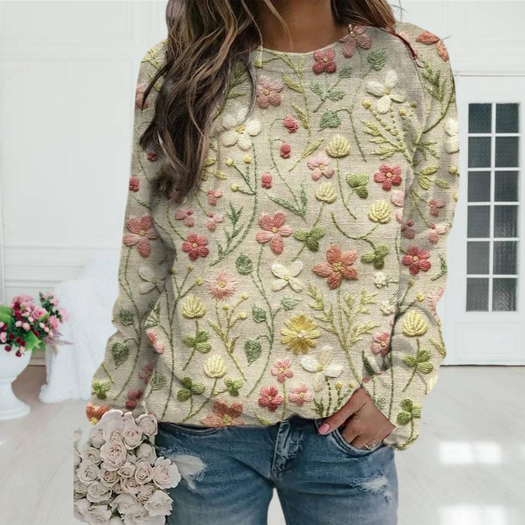 Emma - Pull en Maille Élégant avec Imprimé Floral