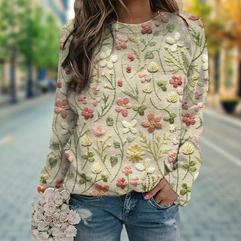 Emma - Pull en Maille Élégant avec Imprimé Floral