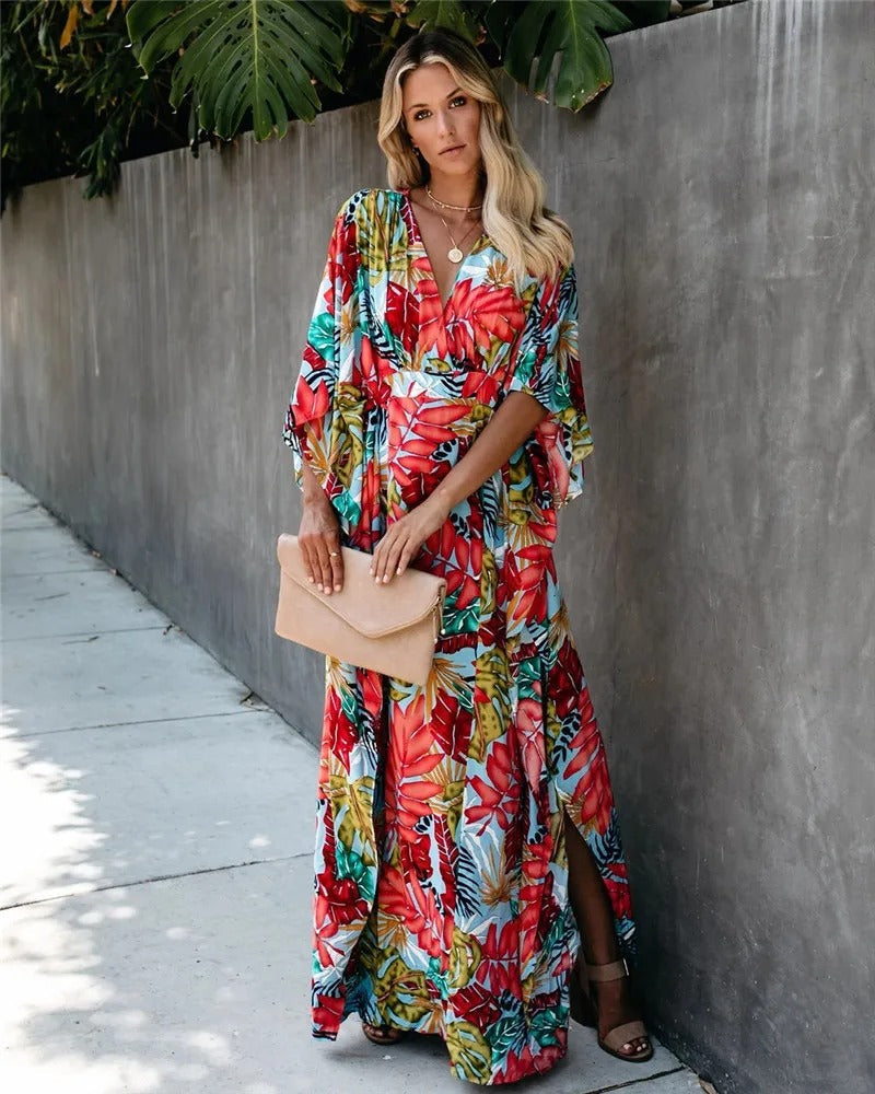 Demi | Robe Maxi Enveloppe Florale Boho pour Femmes