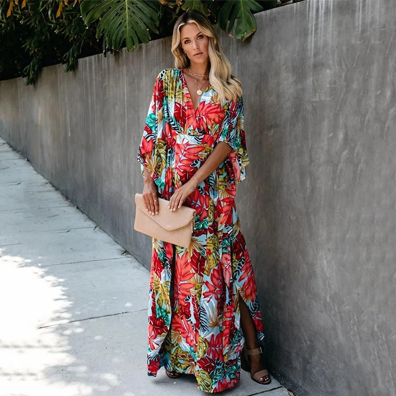 Demi | Robe Maxi Enveloppe Florale Boho pour Femmes