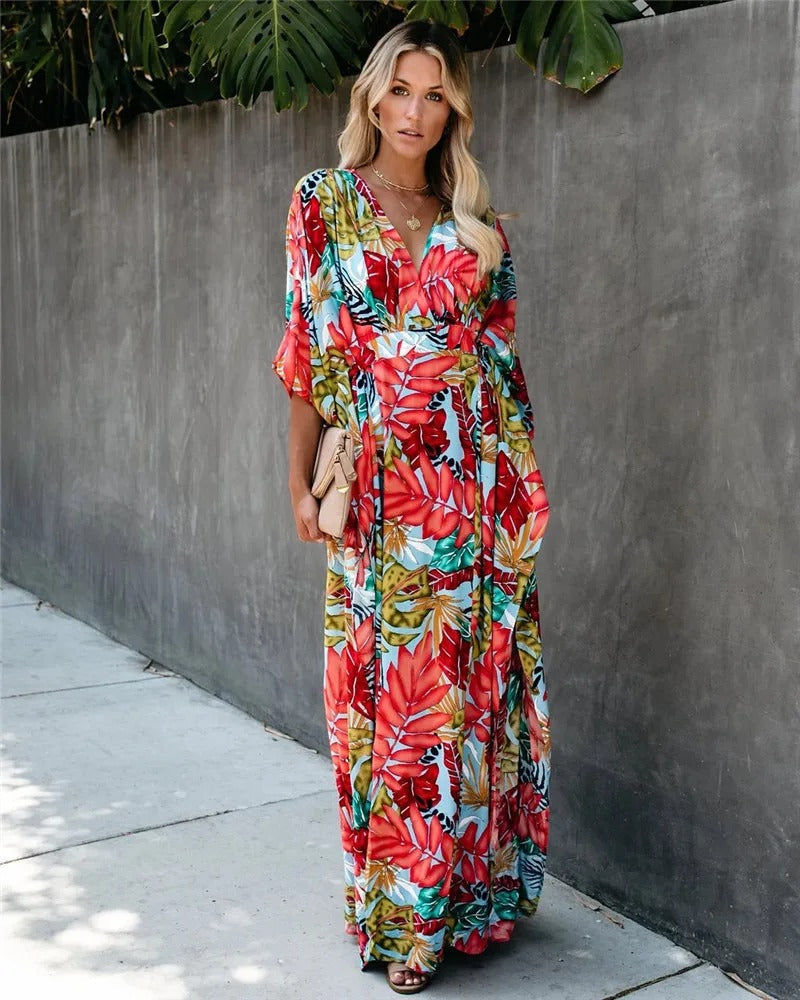 Demi | Robe Maxi Enveloppe Florale Boho pour Femmes