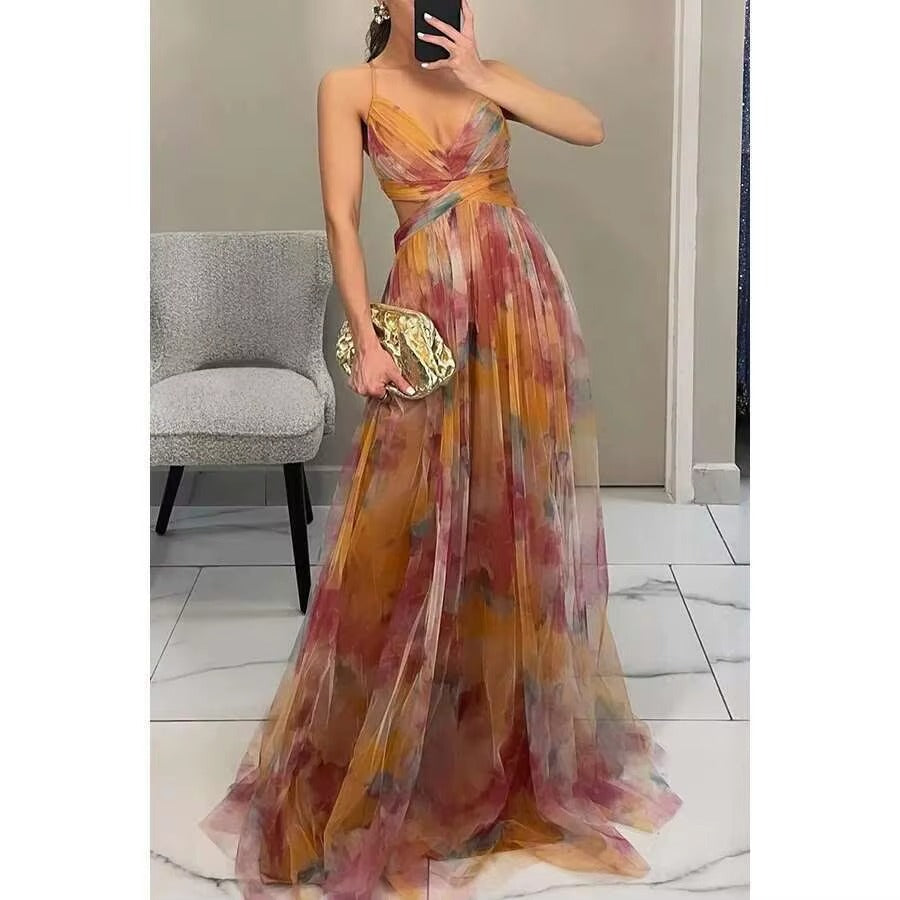 Robe Maxi de Soirée Florale pour Femmes
