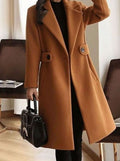 Elfriede | Manteau Femme Classique Trench en Laine Long Manteau d'Hiver Élégant
