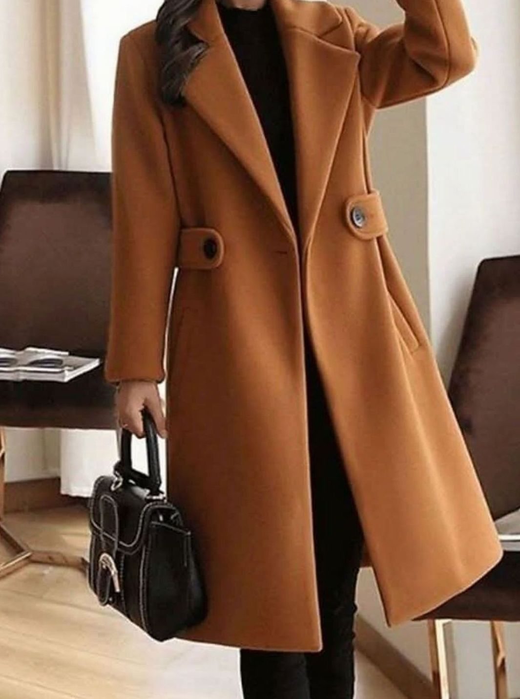 Elfriede | Manteau Femme Classique Trench en Laine Long Manteau d'Hiver Élégant