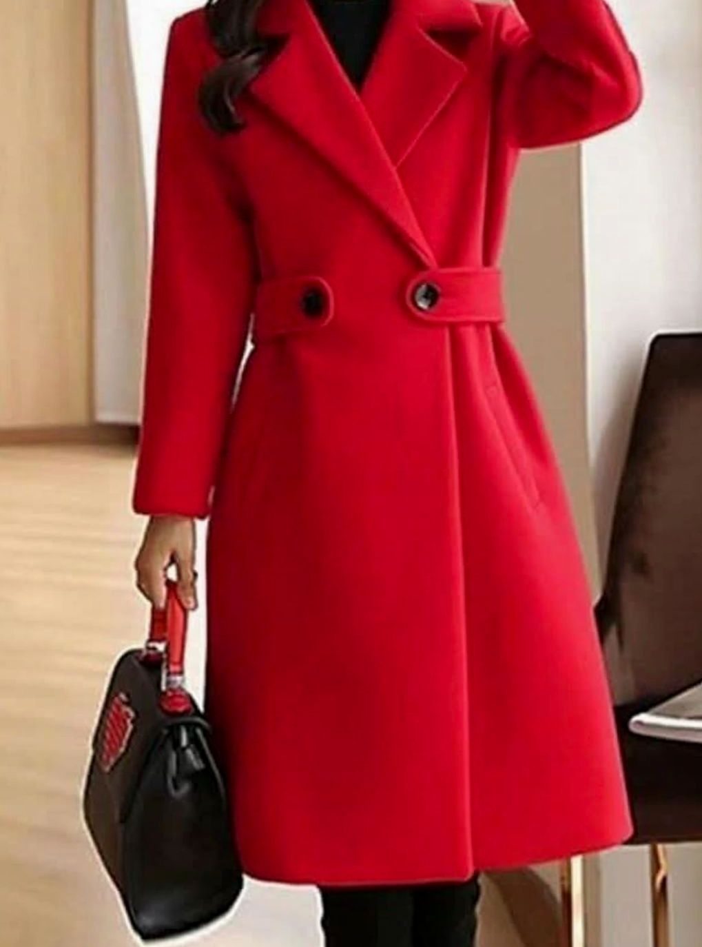 Elfriede | Manteau Femme Classique Trench en Laine Long Manteau d'Hiver Élégant