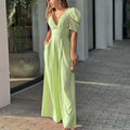 Marigold | Combinaison Femme V-Cou à Manches Bouffantes et Pantalon Large