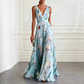 Harper | Robe Maxi Croisée Décolleté V Profond Chiffon Sans Manches Longueur Sol