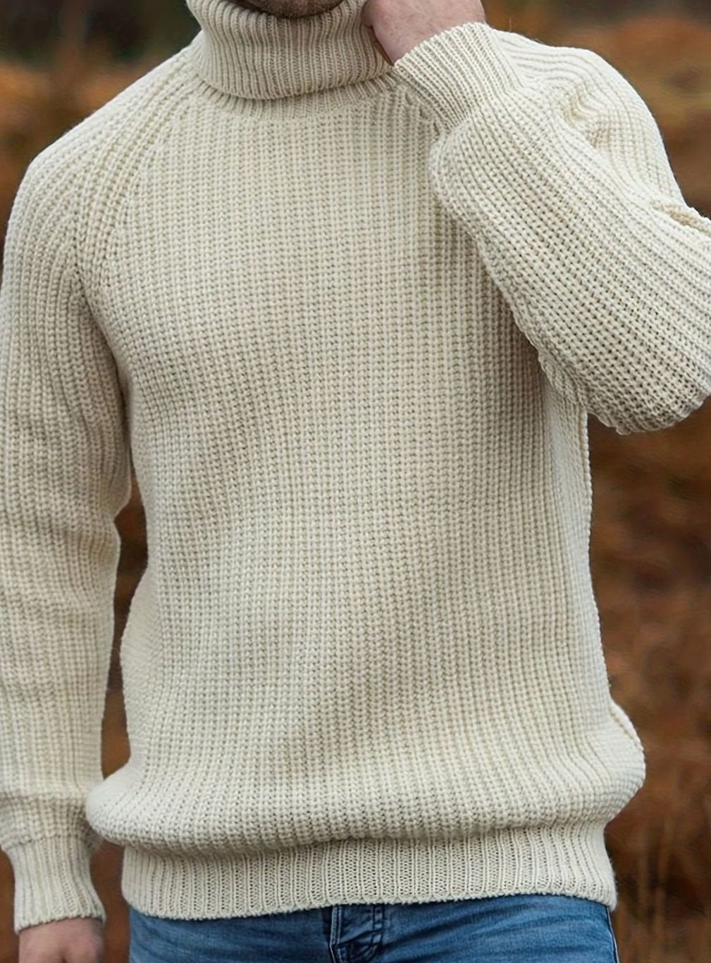 Lucas | Pull en maille côtelée pour homme col roulé coupe régulière