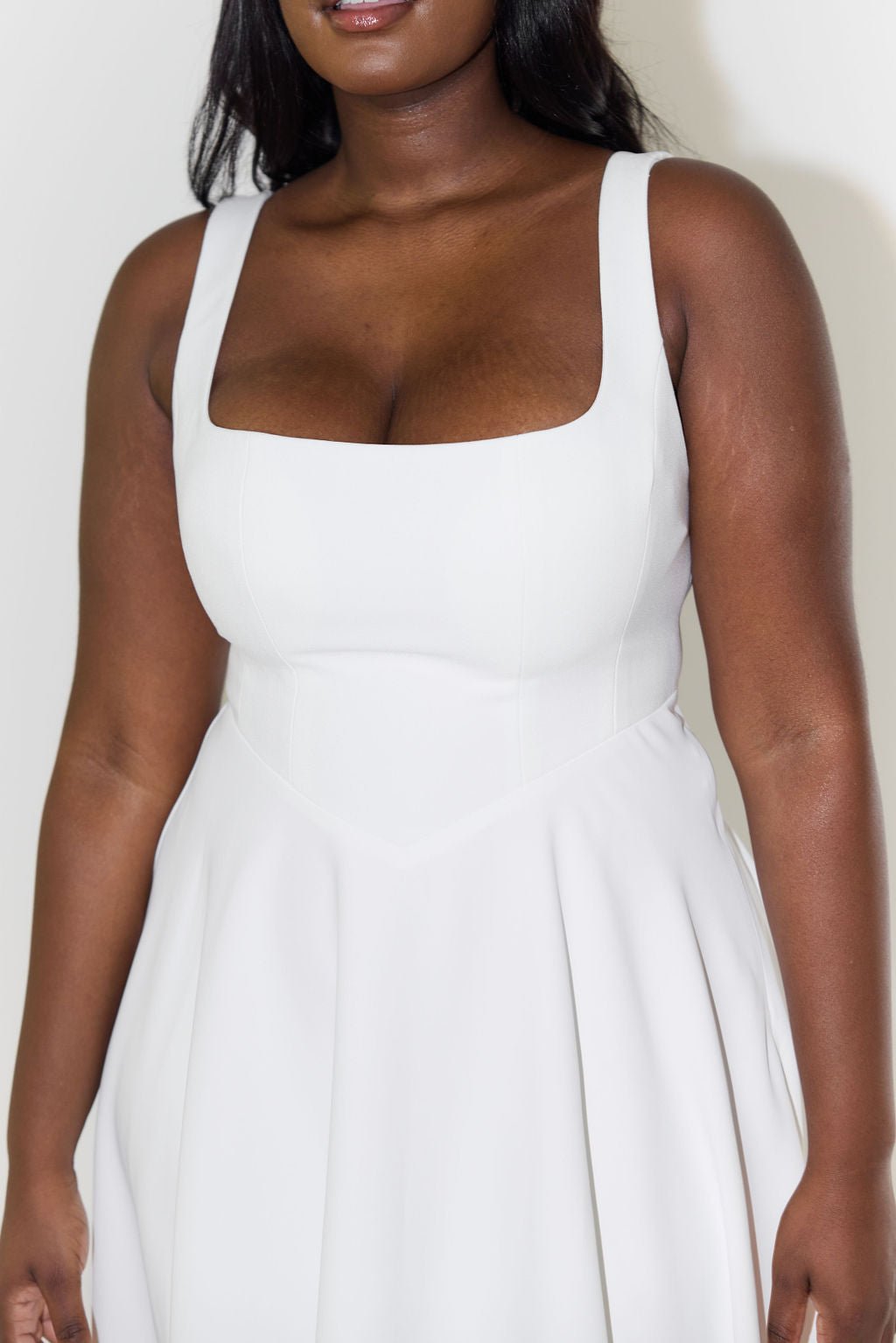 Pénélope | Robe Midi Décolleté Carré A-Ligne Sans Manches
